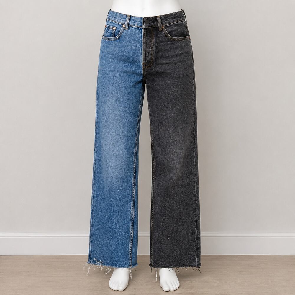 BDG Urban Outfitters Pax Two Tone Split Leg Jeans Blue Black Women’s W28 L32